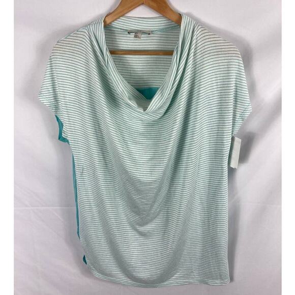 NWT H Halston Striped scoop neck short sleeve top size small - Picture 1 of 3